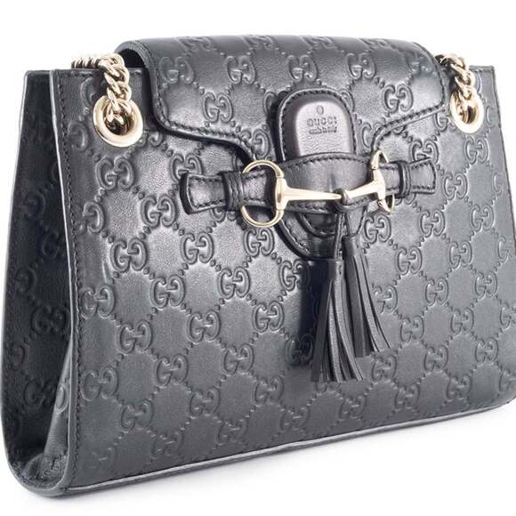 GUCCI Authentic Black Leather Horsebit Shoulder Bag - Picture 2 of 16